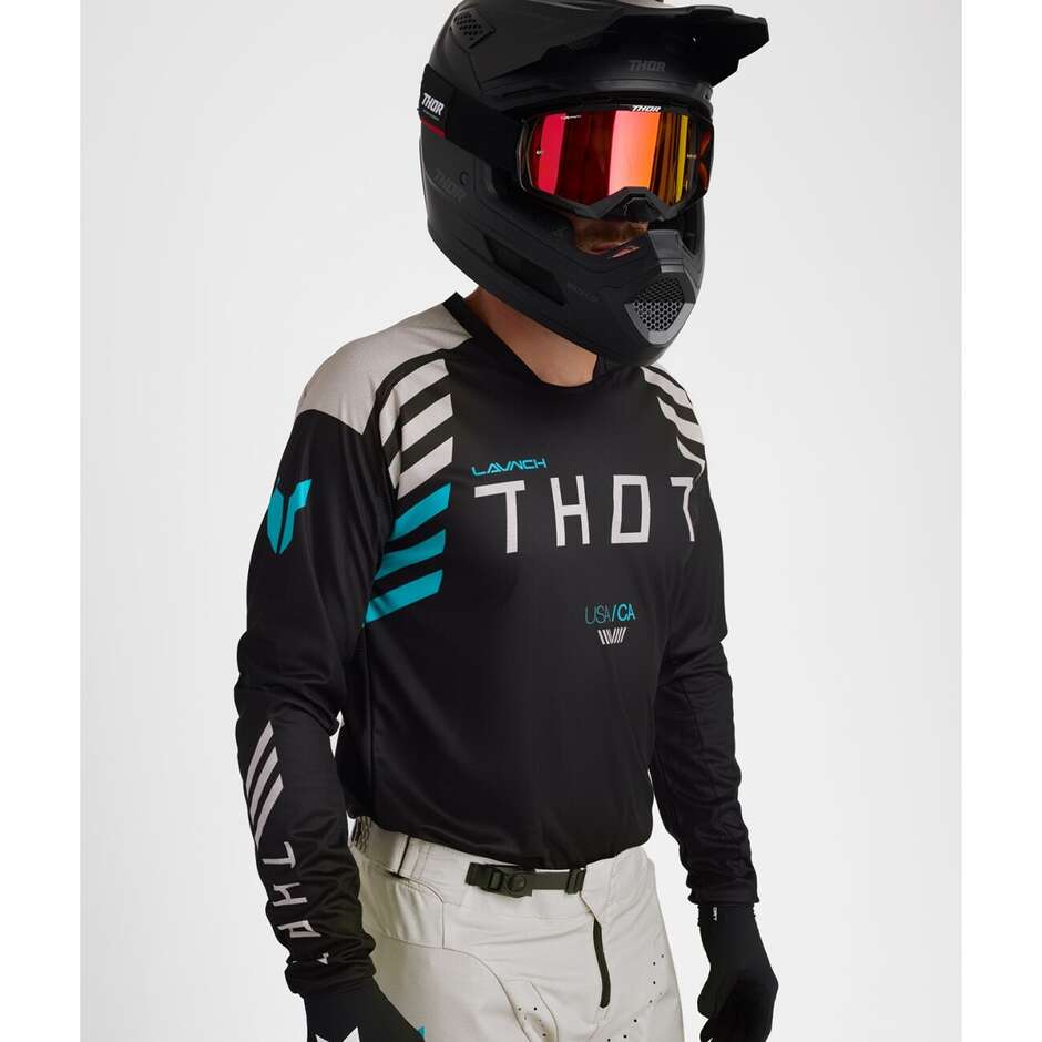 Thor LAUNCHMODE ZONE Moto Cross Trikot Schwarz Weiß