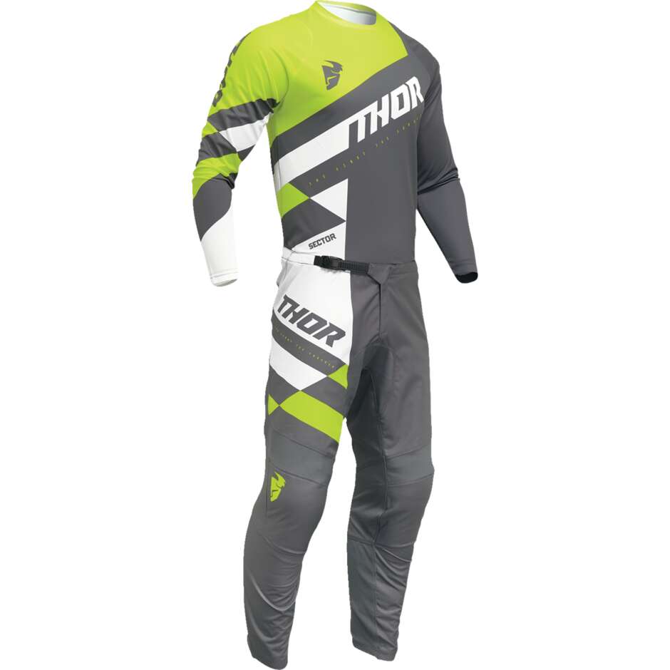 THOR SECTOR CHECKER Children's Cross Enduro Motorcycle Jersey Charcoal/Acid