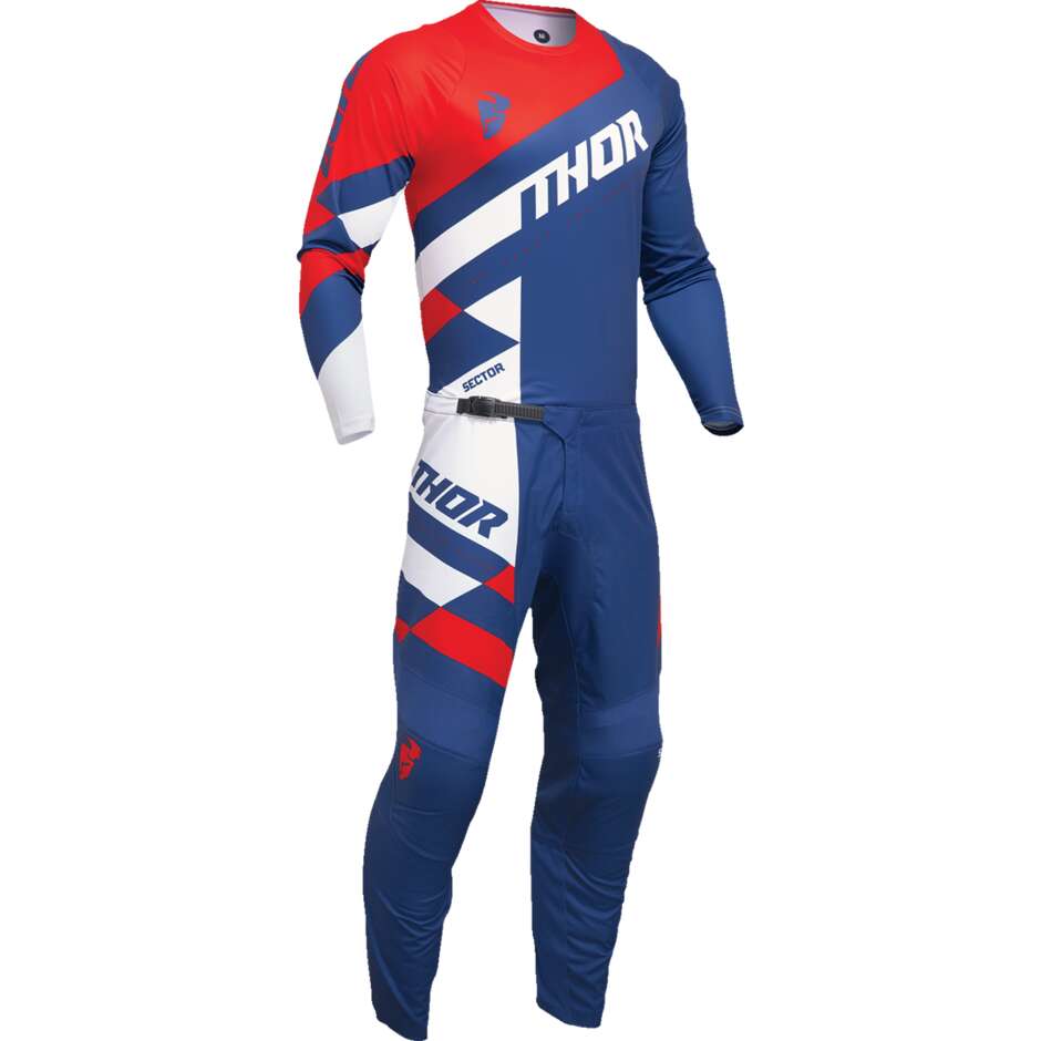THOR SECTOR CHECKER Children's Cross Enduro Motorcycle Pants Blue/Red