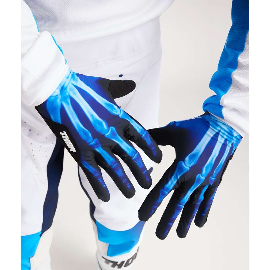 Thor SPORTMODE X-RAY Blue Cross Enduro Motorcycle Gloves