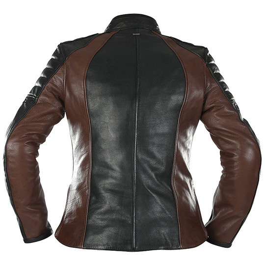 TINA Brown Overlap Motorcycle Leather Woman Jacket