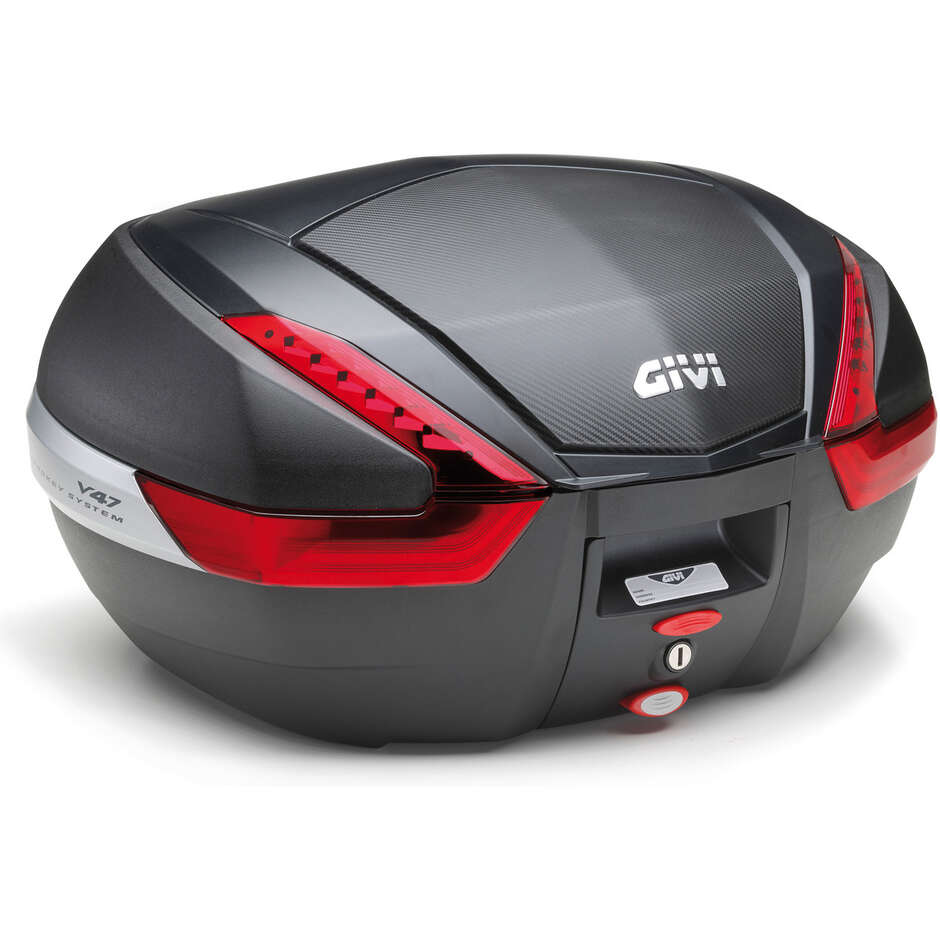 Top Case Monokey Top Case Moto Givi V47NN avec insert de réflecteurs rouges look carbone