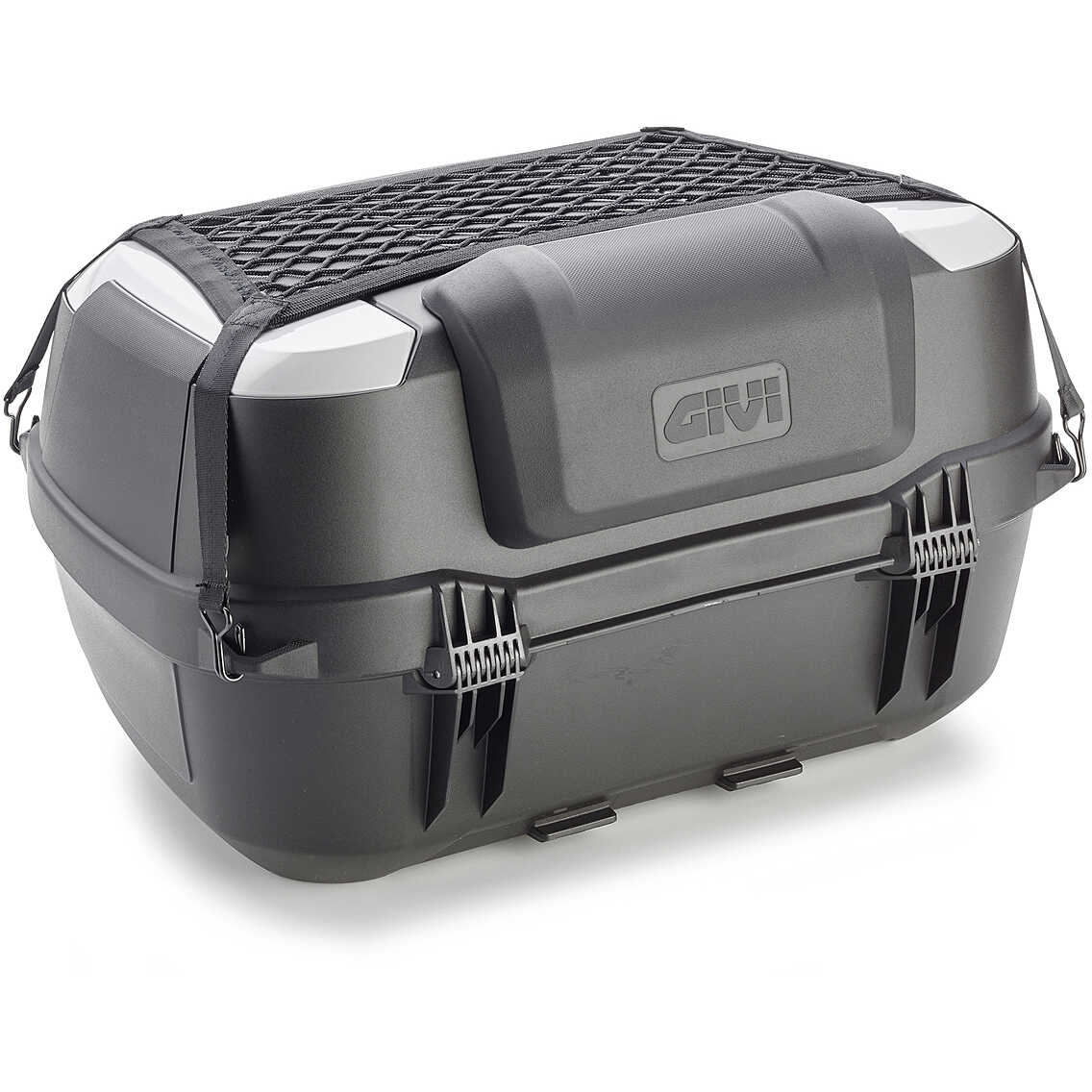 Top Case Moto Bisenya 45L Étanche - Coffre De Rangement Sécurisé Pour Motos Avec Plaque De Base (Argenté)