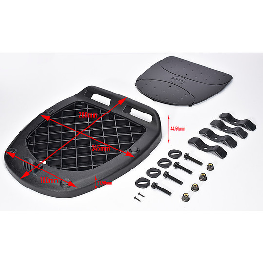 Top Case Givi E300NT2 Tech Monolock Noir Mat - Capacité Max 3kg, Avec Plaque De Fixation Et Réflecteur