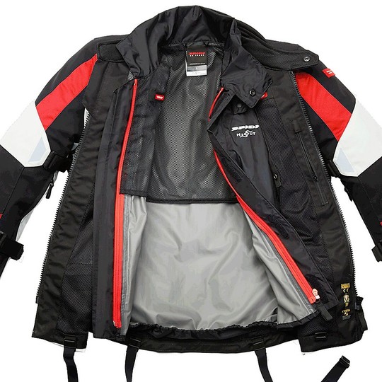 Touring Fabric H2Out Spidi 4SEASON Motorcycle Jacket Black Gray Red