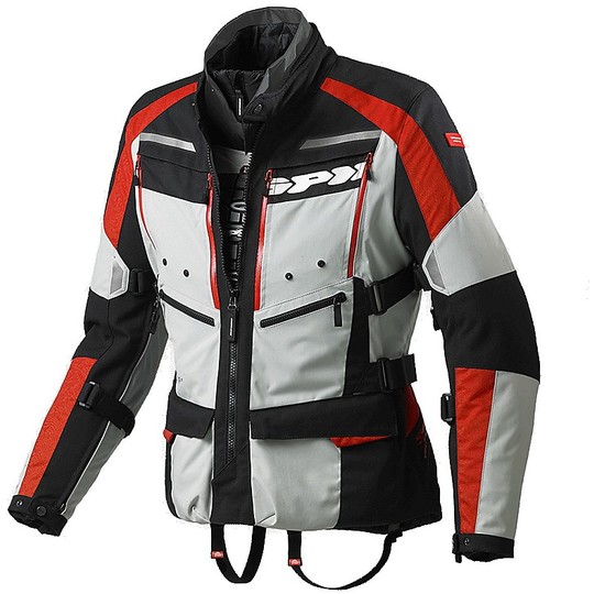 Touring Fabric H2Out Spidi 4SEASON Motorcycle Jacket Black Gray Red