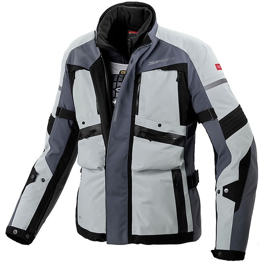 Touring Fabric H2Out Spidi GLOBETRACKER Motorcycle Jacket Black Gray