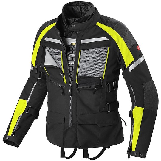 Touring H2Out Spidi Fabric Motorcycle Jacket ARMAKORE Black Yellow Fluo