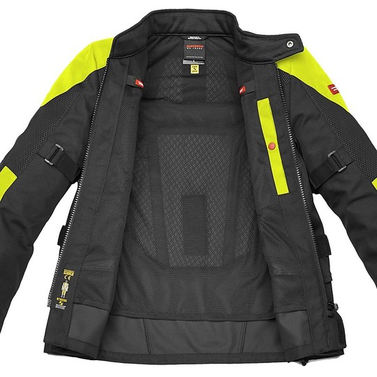 Touring H2Out Spidi Perforated Motorcycle Jacket Spidi VENTAMAX Black Yellow Fluo