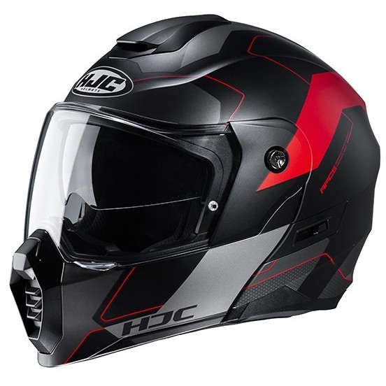Touring Modular Motorcycle Helmet HJC C80 ROX MC1SF Black Red