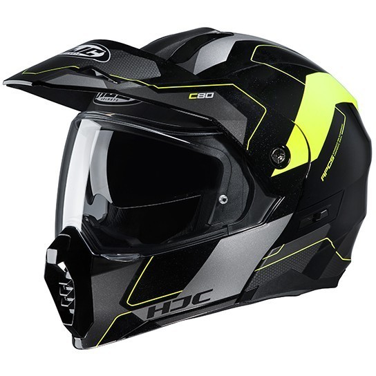 Touring Modular Motorcycle Helmet HJC C80 ROX MC4H Black Yellow Fluo