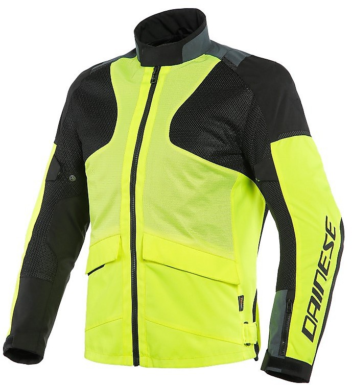Touring Motorcycle Jacket Dainese AIR TOURER TEX Black Yellow Fluo For ...