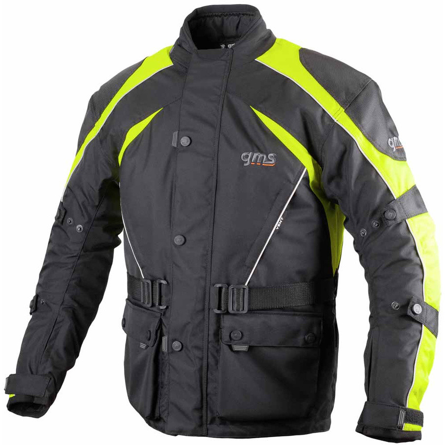 Touring Motorcycle Jacket Gms TWISTER Black Yellow Fluo