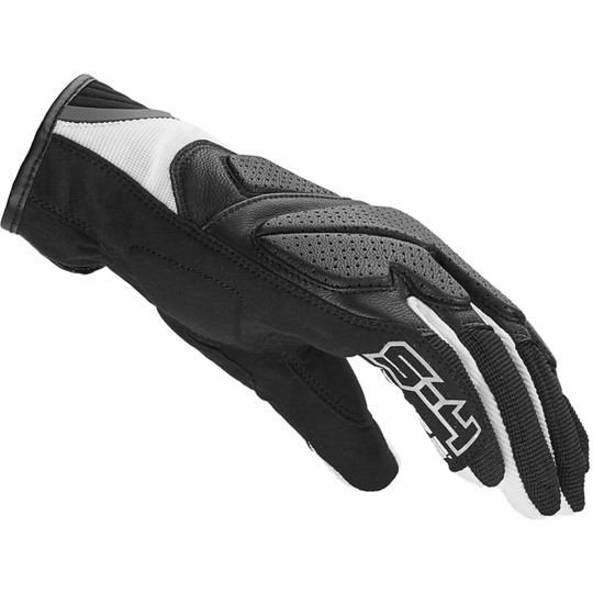 Touring Spidi S-4 Summer Leather and Fabric Motorcycle Gloves Black White