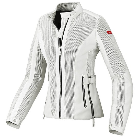 Touring Spidi Women's Motorcycle Jacket In Perforated Fabric SUMMERNET LADY White
