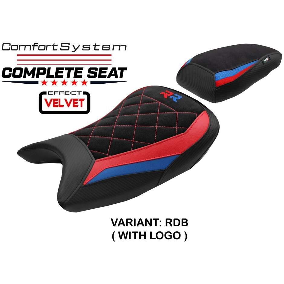 TPZ Italia complete seat, BMW specific, for the S 1000 RR 2019-2025, Varel Velvet Comfort System model.