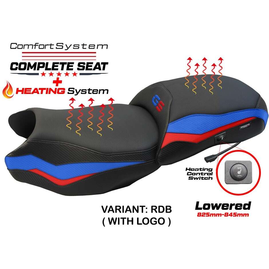 TPZ Italia Complete Seat Specific for BMW for R 1250 GS 2019-2023 Model Paphos Heating Complete Comfort Seat - Lowered
