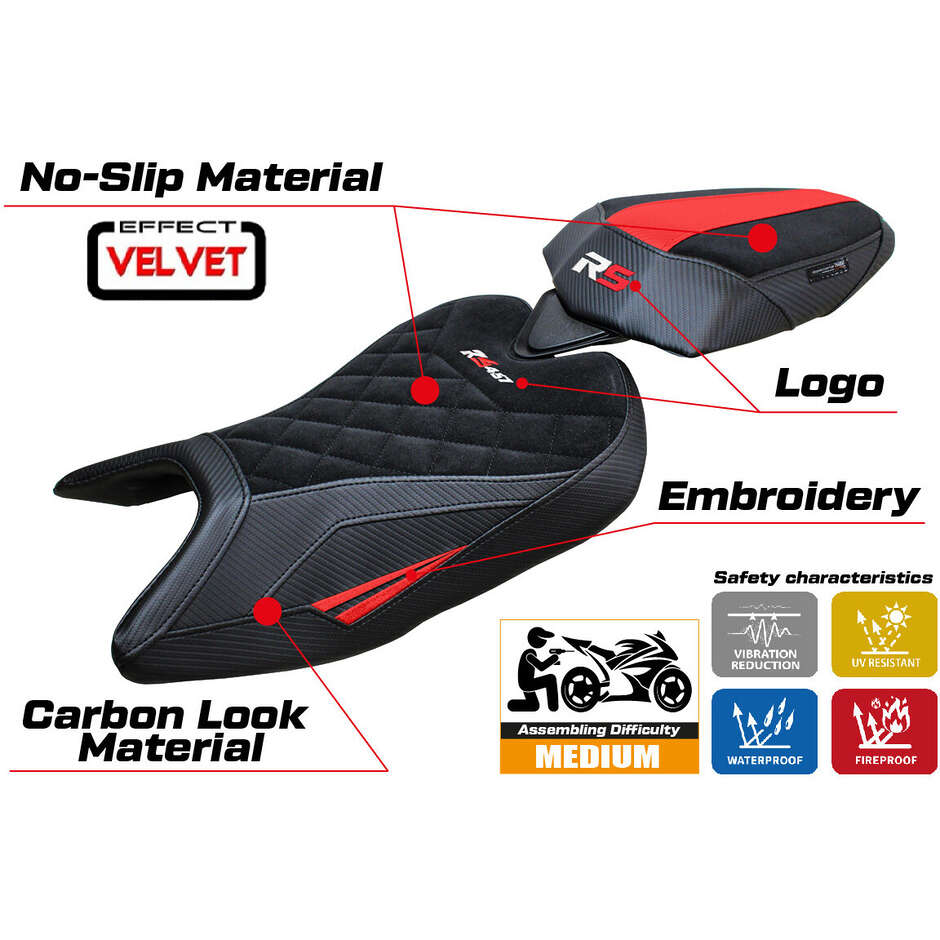 TPZ Italia Seat Cover Specific for Aprilia RS 457 2023-2025 Model Bezz Velvet Special Edition