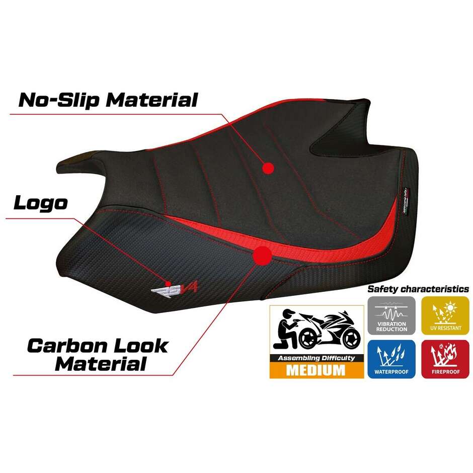 TPZ Italia Seat Cover Specific for Aprilia RSV4 2009-2020 Model Barrie Ultragrip Comfort System