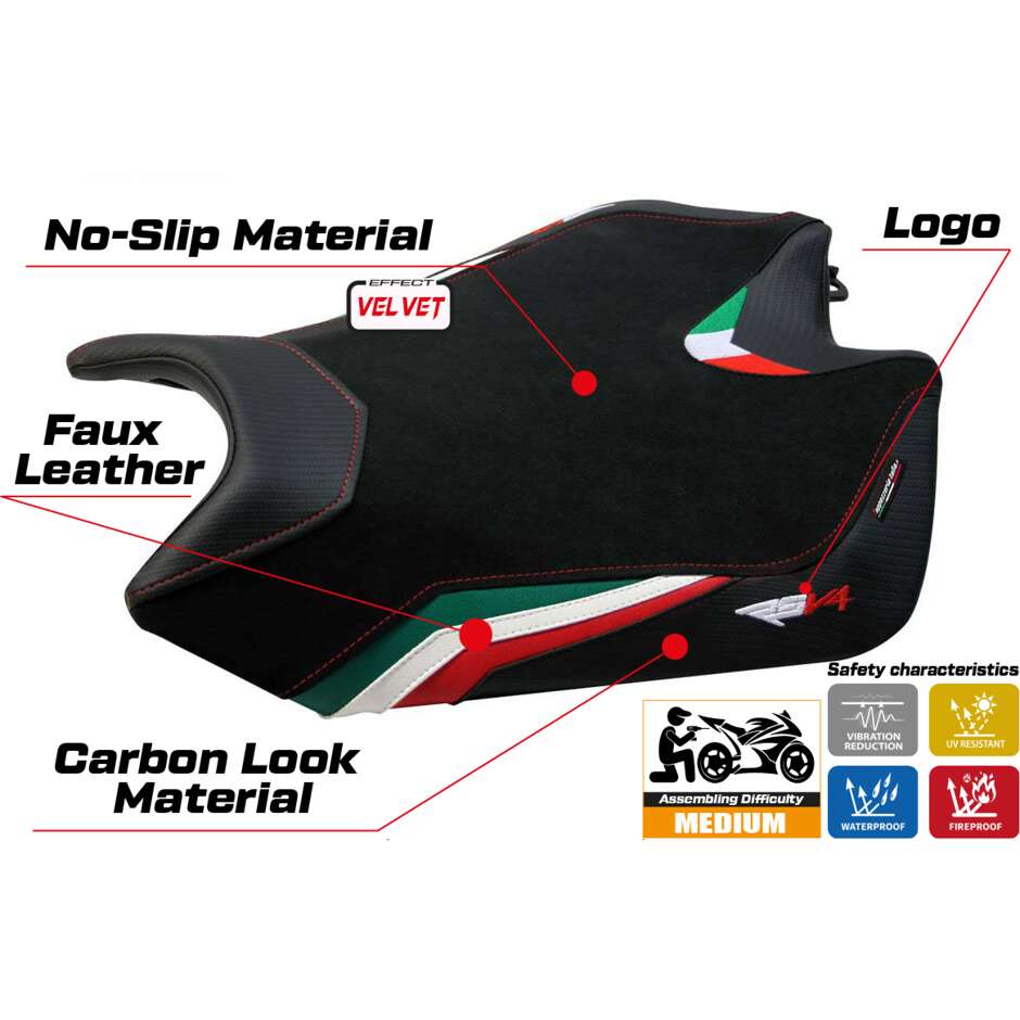 TPZ Italia Seat Cover Specific for Aprilia RSV4 2009-2020 Model Torino Velvet