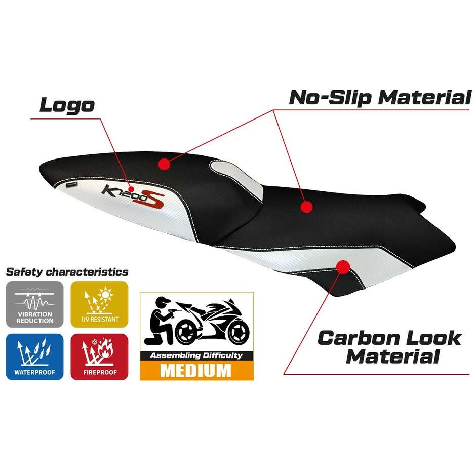 TPZ Italia Seat Cover Specific for BMW K 1200 S 2004 - 2008 Model Lariano 2