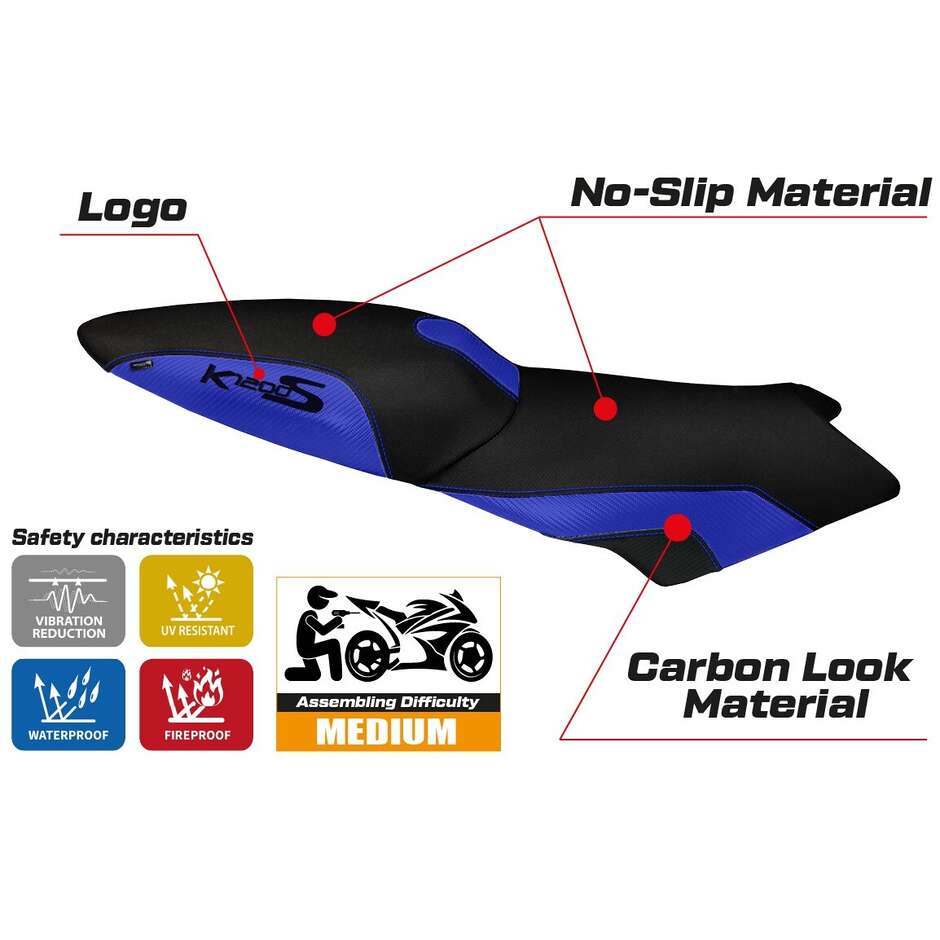 TPZ Italia Seat Cover Specific for BMW K 1200 S 2004 - 2008 Model Lariano 2