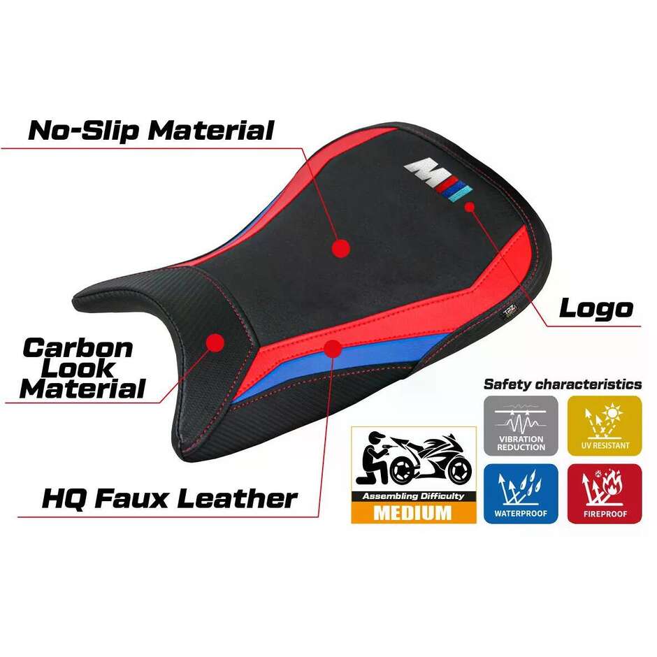 TPZ Italia Seat Cover Specific for BMW M 1000 R 2022-2025 Model Nerja Ultragrip
