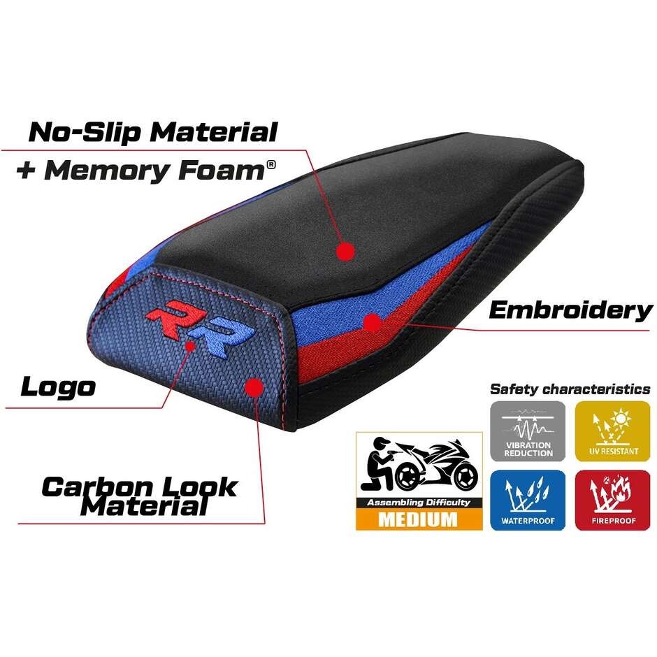 TPZ Italia Seat Cover Specific for BMW M 1000 RR 2023-2025 Model Riesa Velvet Comfort System