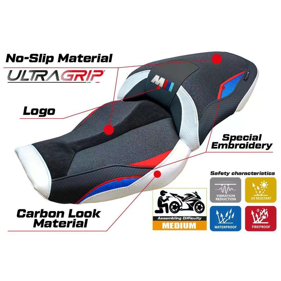 TPZ Italia Seat Cover Specific for BMW M 1000 XR 2024-2025 Model Graz Ultragrip