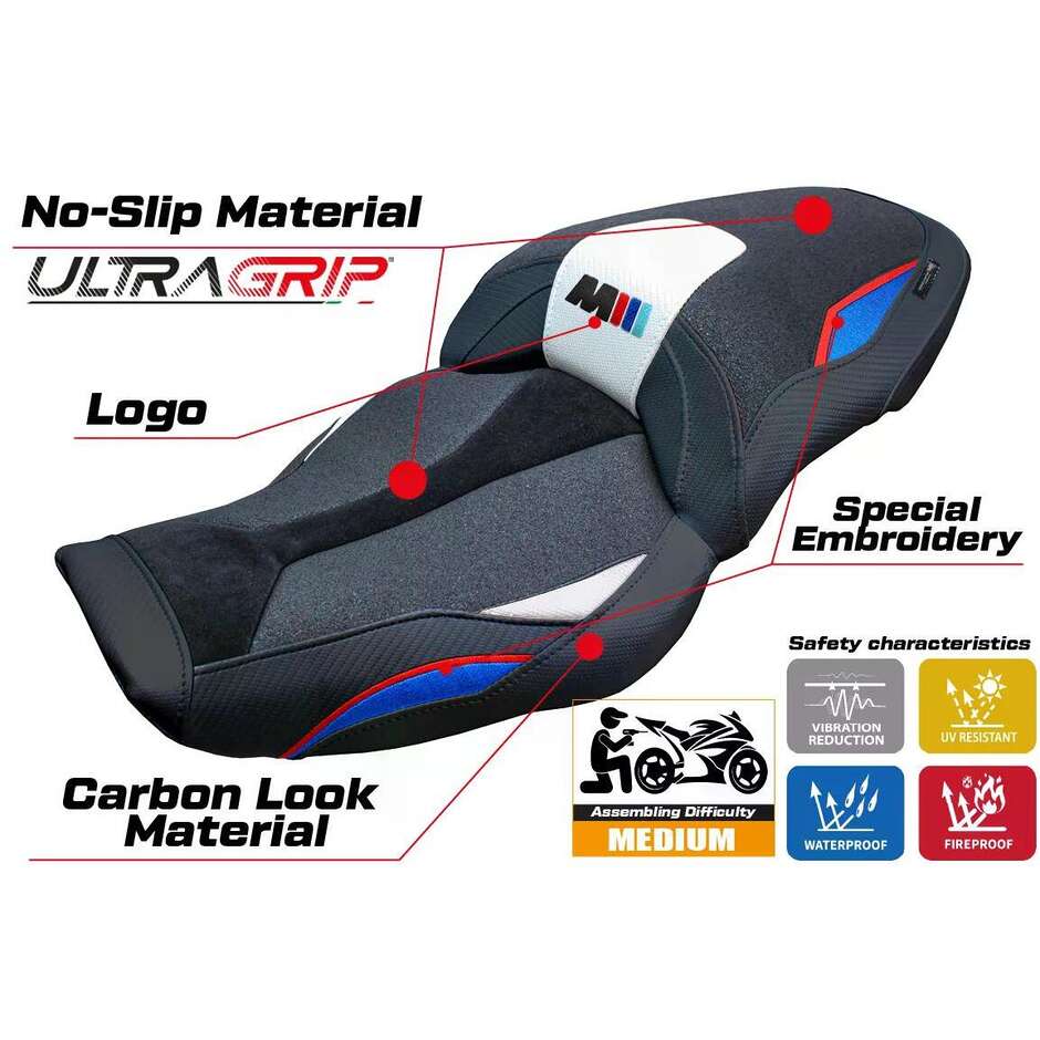 TPZ Italia Seat Cover Specific for BMW M 1000 XR 2024-2025 Model Graz Ultragrip