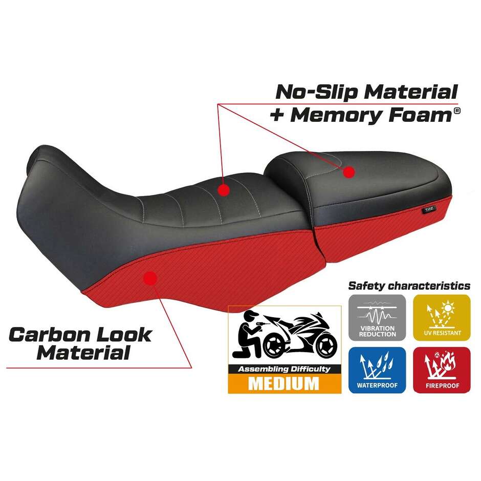TPZ Italia Seat Cover Specific for BMW R 1100/1150 GS 1994 - 2003 Model Firenze Carbon Color Comfort System