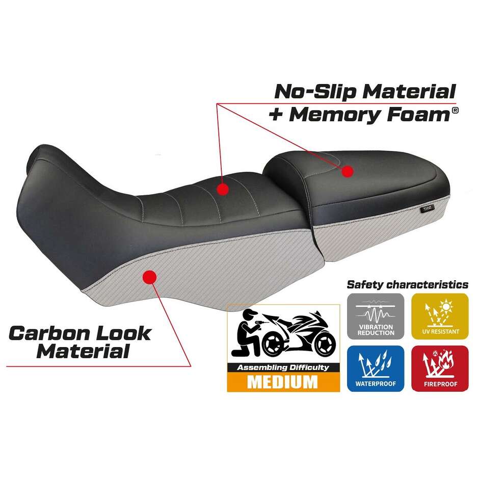 TPZ Italia Seat Cover Specific for BMW R 1100/1150 GS 1994 - 2003 Model Firenze Carbon Color Comfort System