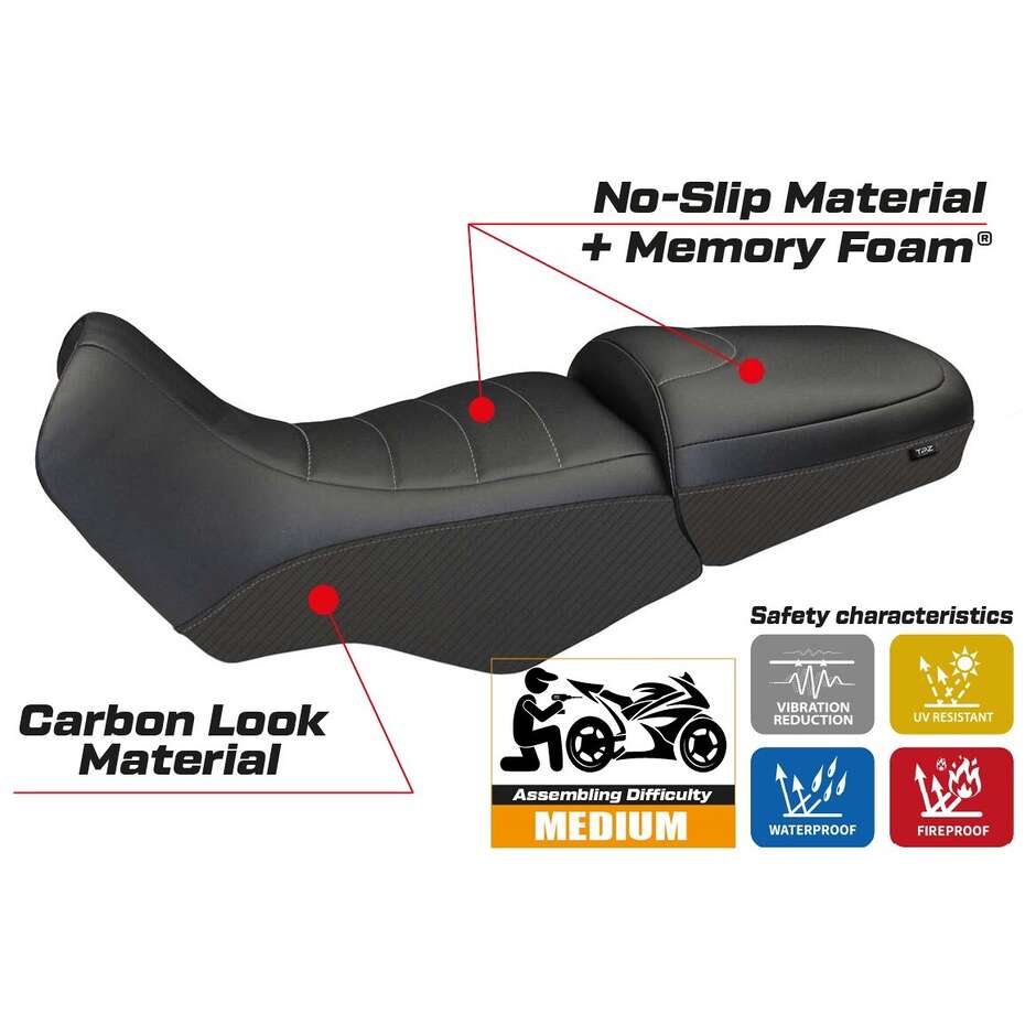 TPZ Italia Seat Cover Specific for BMW R 1100/1150 GS 1994 - 2003 Model Firenze Carbon Color Comfort System