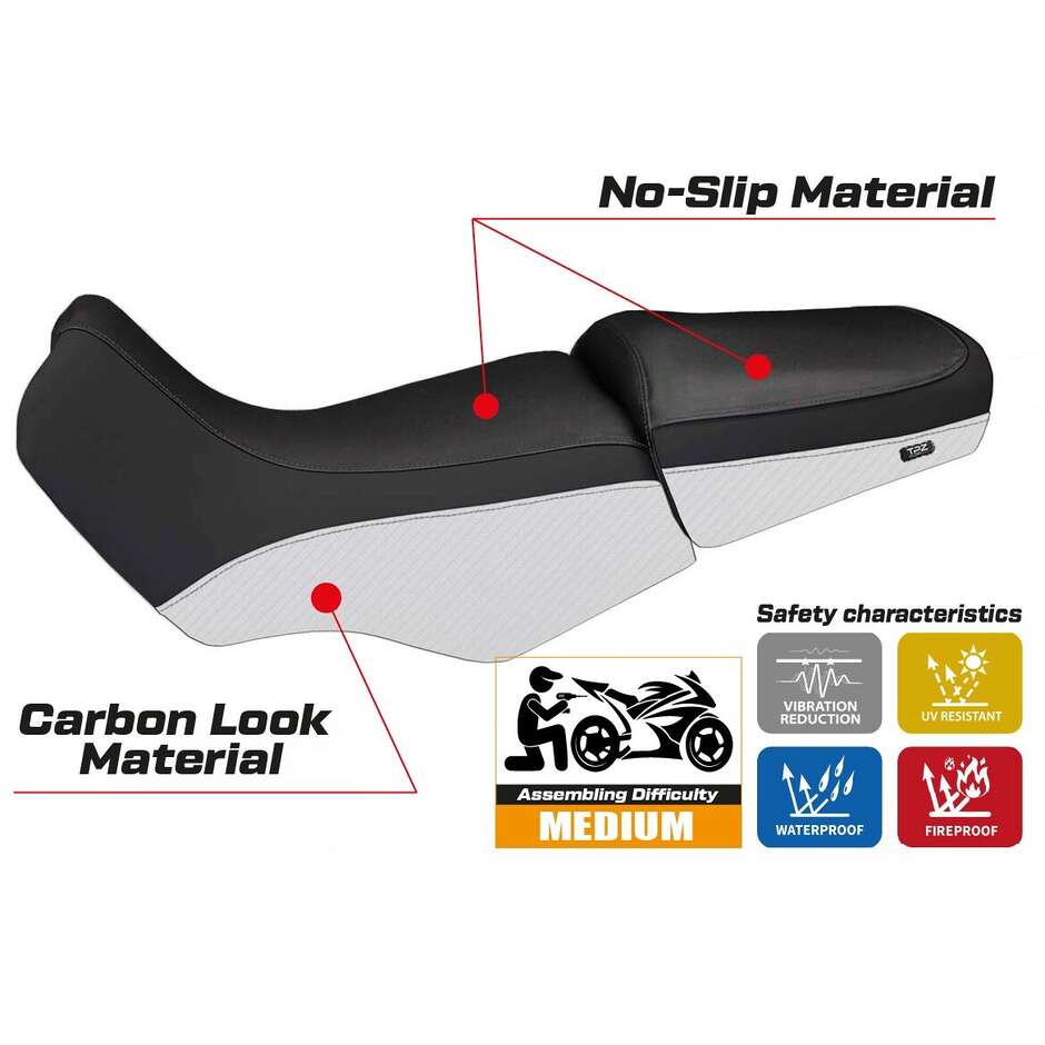 TPZ Italia Seat Cover Specific for BMW R 1100/1150 GS 1994 - 2003 Model Livorno Carbon Color