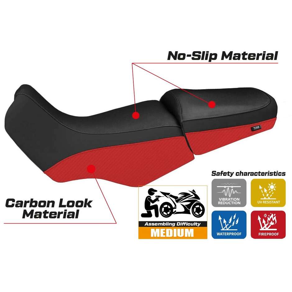 TPZ Italia Seat Cover Specific for BMW R 1100/1150 GS 1994 - 2003 Model Livorno Carbon Color