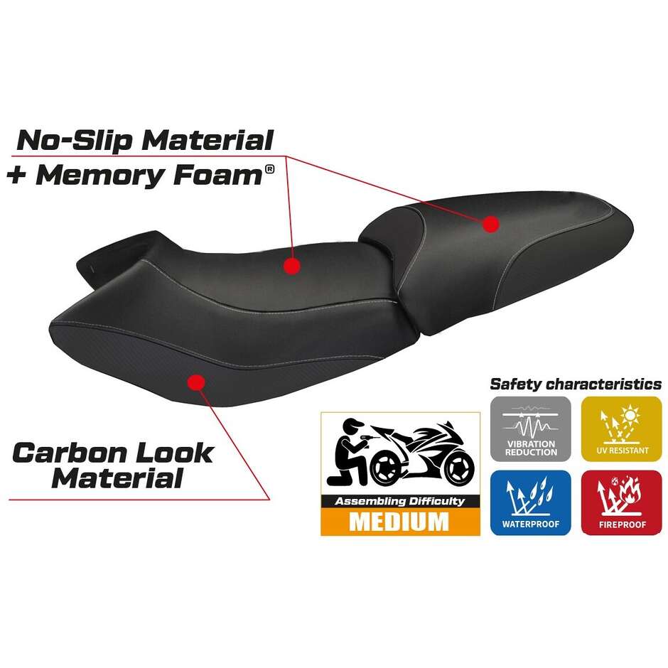 TPZ Italia Seat Cover Specific for BMW R 1150 R 2000-2007 Model Massimo Carbon Color Comfort System