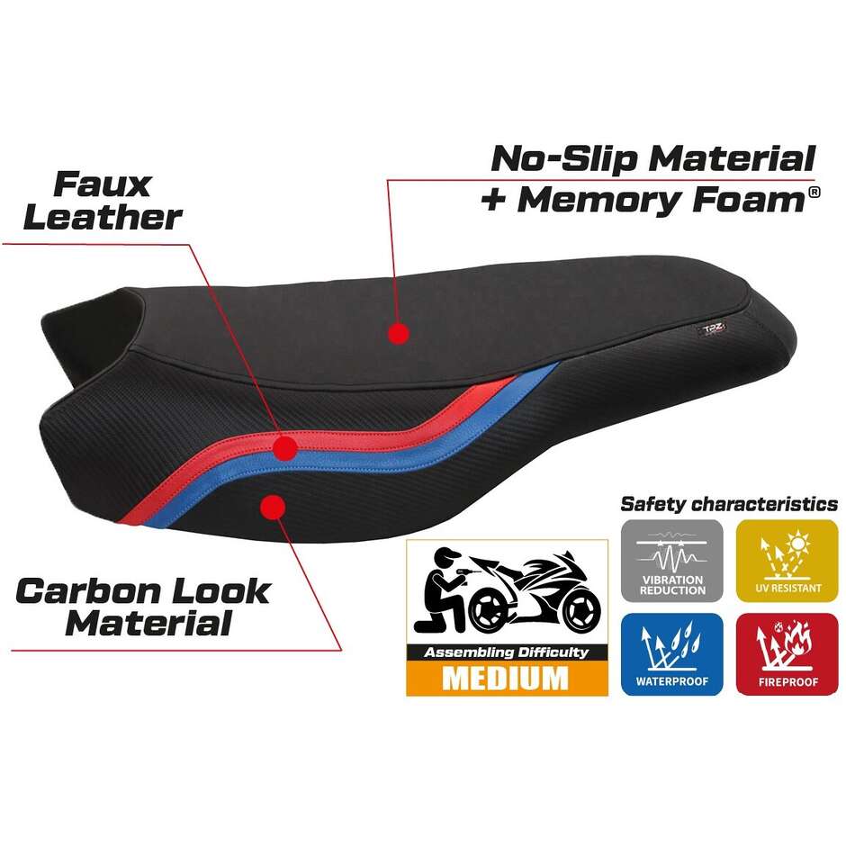 TPZ Italia Seat Cover Specific for BMW R 1200/1250 GS Rallye 2017 - 2024 Model Bonn 2 Comfort System