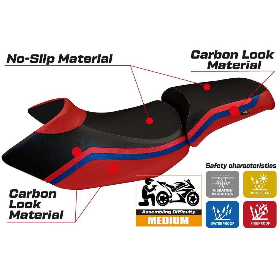 TPZ Italia Seat Cover Specific for BMW R 1200 GS 2005 - 2012 Model Lione 1