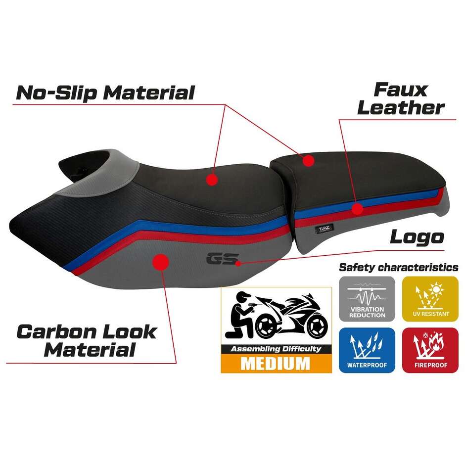 TPZ Italia Seat Cover Specific for BMW R 1200 GS Adventure 2006 - 2012 Model Ionia 1