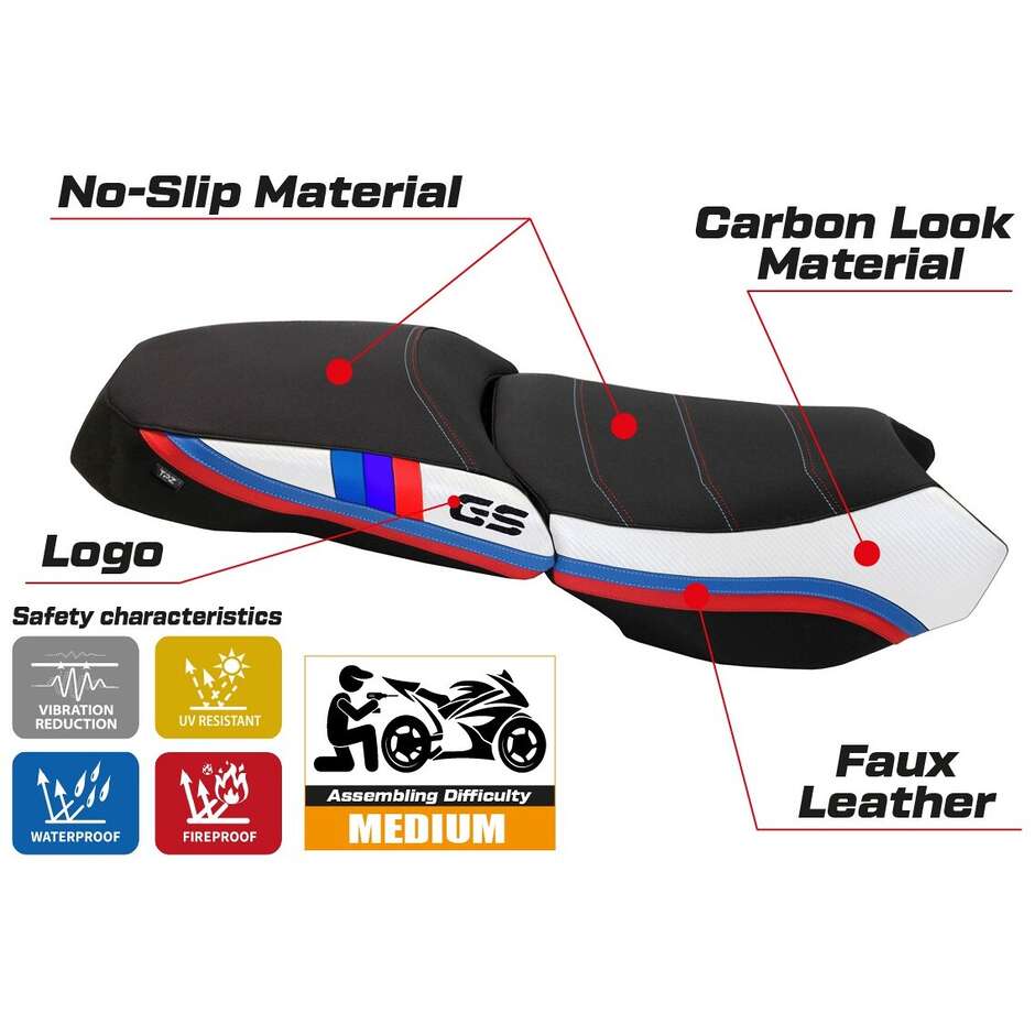TPZ Italia Seat Cover Specific for BMW R 1200 GS Adventure 2013 - 2018 Exclusive Anniversary Model