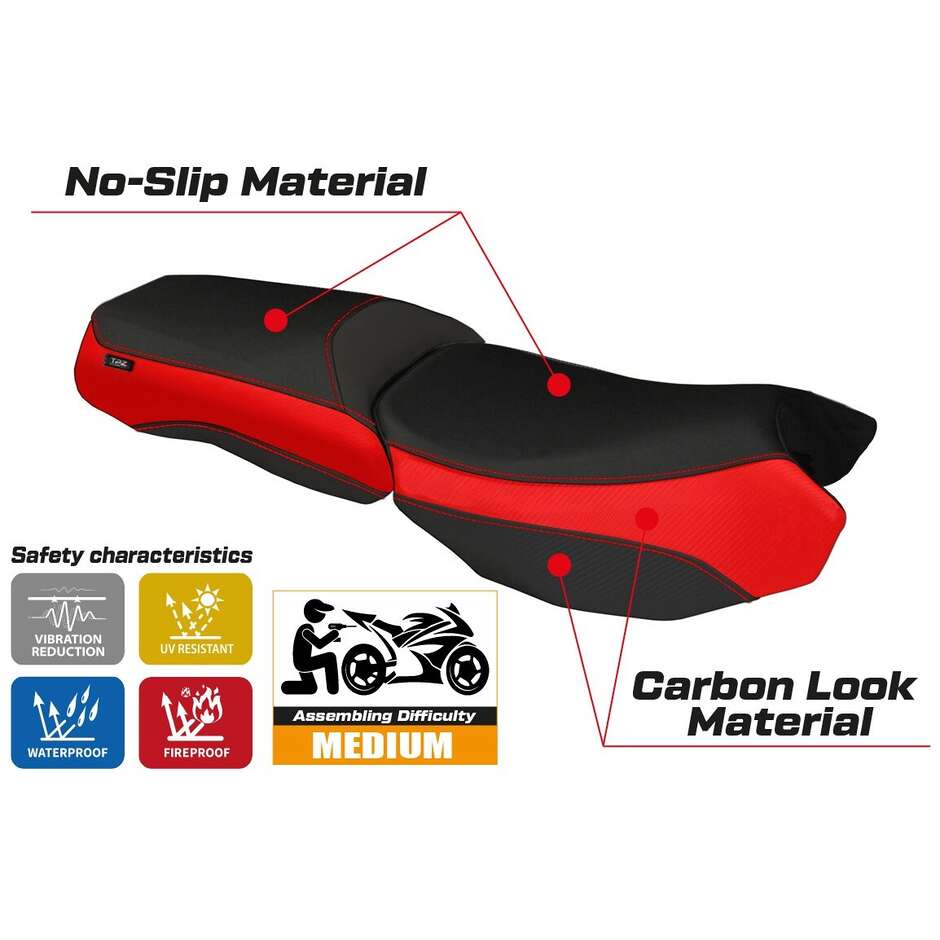 TPZ Italia Seat Cover Specific for BMW R 1200 GS Adventure 2013 - 2018 Model Bologna Carbon Color