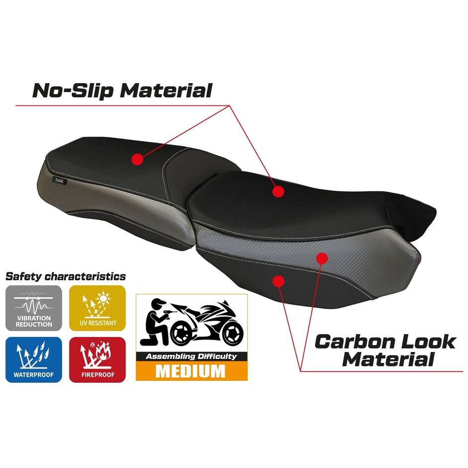 TPZ Italia Seat Cover Specific for BMW R 1200 GS Adventure 2013 - 2018 Model Bologna Carbon Color