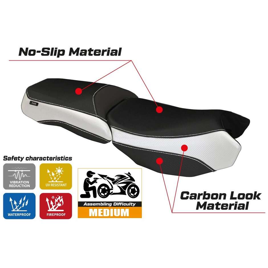 TPZ Italia Seat Cover Specific for BMW R 1200 GS Adventure 2013 - 2018 Model Bologna Carbon Color