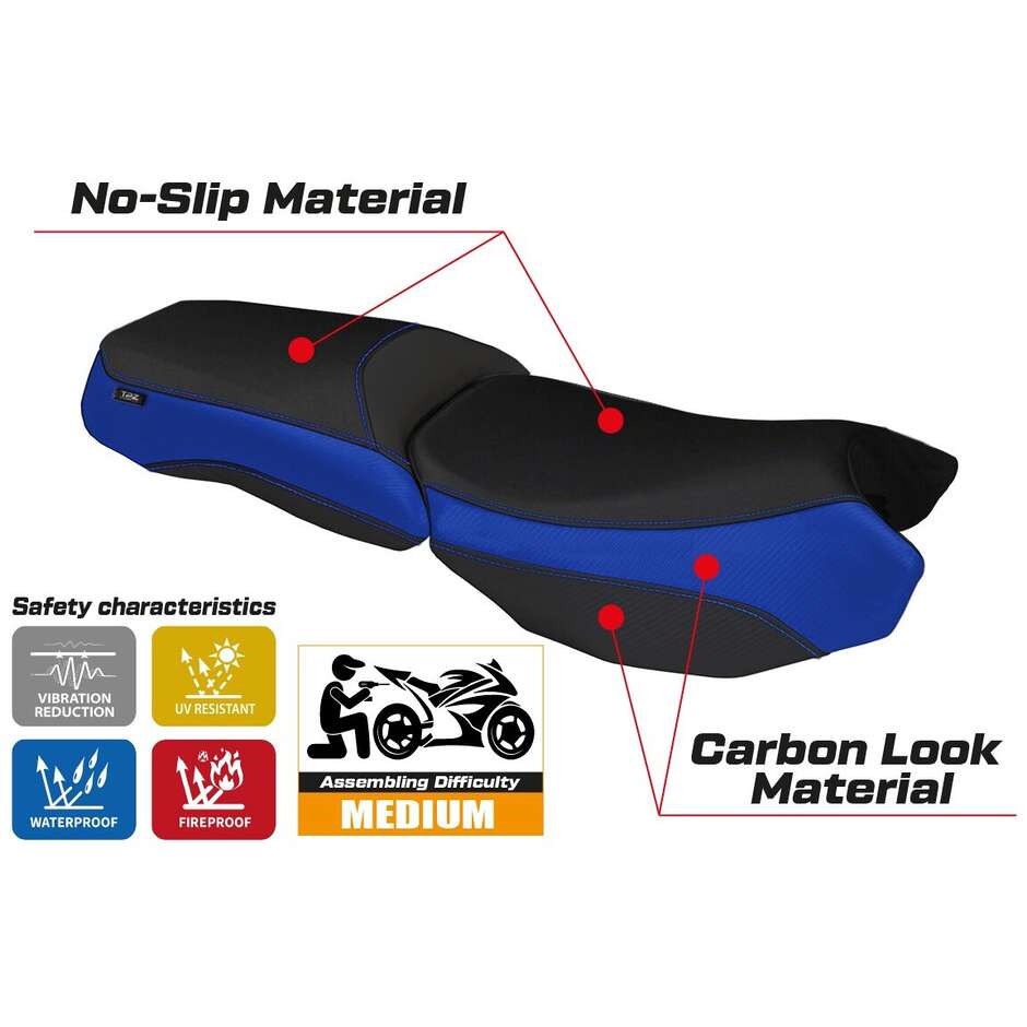 TPZ Italia Seat Cover Specific for BMW R 1200 GS Adventure 2013 - 2018 Model Bologna Carbon Color