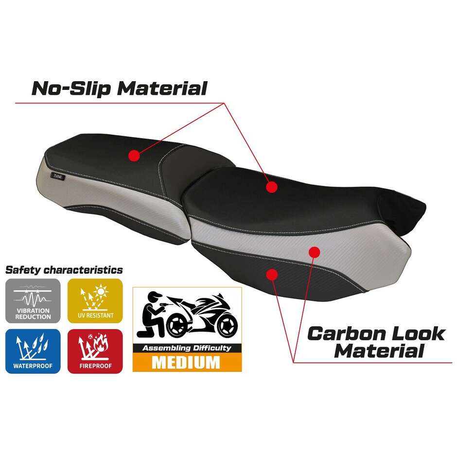 TPZ Italia Seat Cover Specific for BMW R 1200 GS Adventure 2013 - 2018 Model Bologna Carbon Color