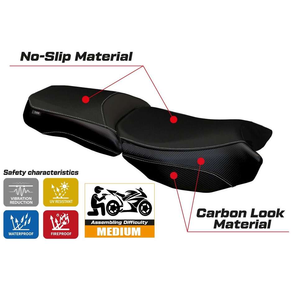 TPZ Italia Seat Cover Specific for BMW R 1200 GS Adventure 2013 - 2018 Model Bologna Carbon Color