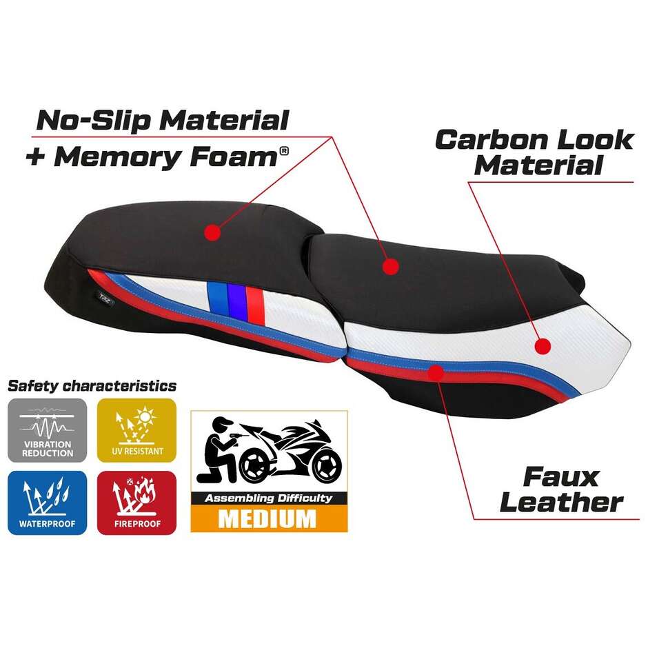 TPZ Italia Seat Cover Specific for BMW R 1200 GS Adventure 2013 - 2018 Model Exclusive Anniversary Comfort System