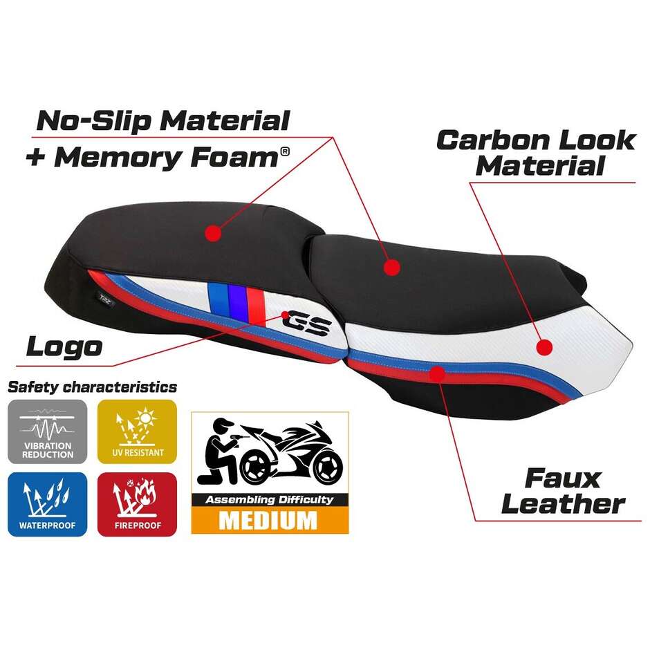 TPZ Italia Seat Cover Specific for BMW R 1200 GS Adventure 2013 - 2018 Model Heating Comfort System