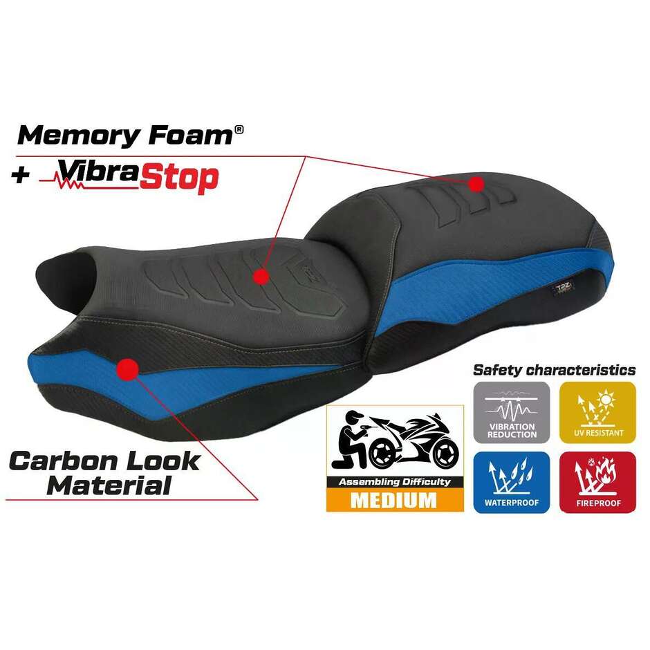 TPZ Italia Seat Cover Specific for BMW R 1250 GS 2019-2023 Model Cappio Comfort System Plus