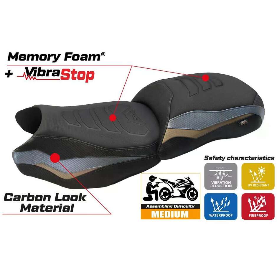 TPZ Italia Seat Cover Specific for BMW R 1250 GS 2019-2023 Model Cappio Comfort System Plus